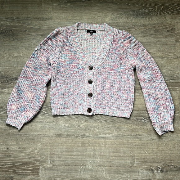 LULU’S White Multi Bright & Cozy Chunky Knit Button Up Cardigan Sweater - Picture 5 of 15